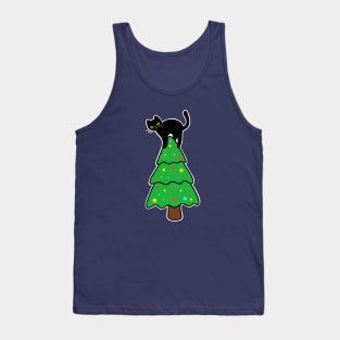 Angry Black Cat On Christmas Tree - Funny T-shirt for Christmas Tank Top